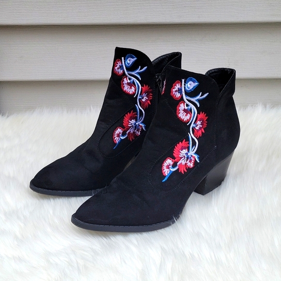 CARLOS SANTANA CARLOS BLACK FLOWERED SUEDE BOOTS - Picture 1 of 12